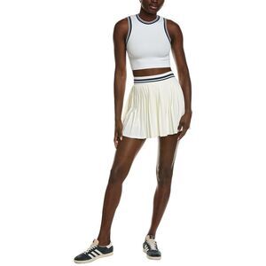 Marion Womens  2Pc Varsity Stripes Pleated Tennis Tank & Skort Set, White